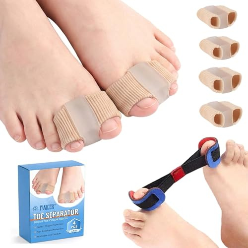 4 Piezas Separador Dedos Pie Juanete+1 CinturóN De Entrenamiento, Separador de Dedos del Pie Con 2 Bucles, Corrector De Superpuestos, Alinea Tus Hallux Valgus, Para Hombres Como Para Mujeres