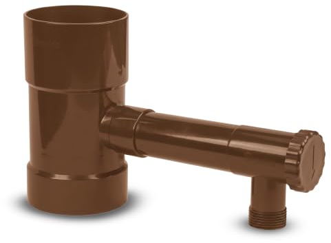 DOJA Barcelona Regnvattensamlare - Pack 2 - Brun - 90mm - Justerbar kran för tank, daggvattenuppsamlare, enkel installation, hållbart material, mångsidighet för bevattning och återvinning
