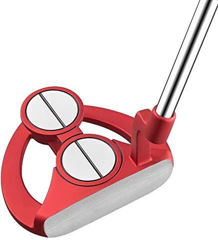 Mazel Putter de Golf à Deux balles pour Homme, Facile à aligner, Visage fraisé de qualité supérieure, améliore la stabilité, pour droitier, 86,4 cm, Couvre-Club Inclus (poignée Rouge et Rouge)