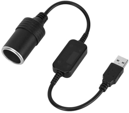 Broco Convertidor de Adaptador de Encendedor de Cigarrillos, Convertidor de 5V a 12V con Cable USB Macho a Hembra Mechero para Dash CAM, GPS, Detectores de Radar (Negro, 30cm)