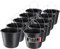 KADAX Lot de 10 seaux de construction, 12 l, en plastique, pour jardin, chantier, noir, robuste, seaux à ciment, à mortier, seaux de nettoyage, seaux de maçon