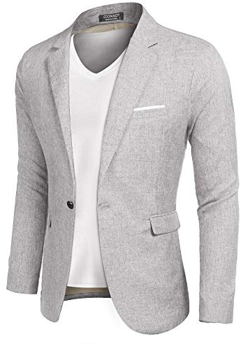 COOFANDY Men's Blazer Casual Sport Coats Slim Fit One Button Suit Jacket Lightweight Sports Jacket (Sky Grey,Large)