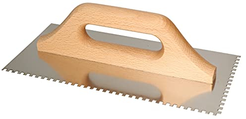 KOTARBAU® Llana Dentada de Acero Inoxidable, 4 x 4 mm / 280 mm, Paleta de alisado con Mango de Madera, Llana Peine de Diente para colocación de baldosas, Espátula Dentada, Talocha