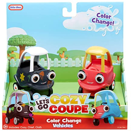 Little Tikes Let’s Go Cozy Coupe - 2 Mini Colour Change Vehicles For Tabletop & Floor Push Play - Includes 2 Cars & Colour Change Effects - Suitable For Toddlers From 3 Years(Assorted colors)