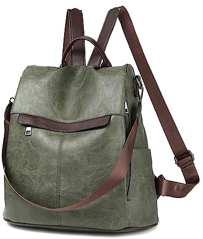 Wishliker Bolso Mochila Cuero Casual Antirrobo para Mujer, Verde