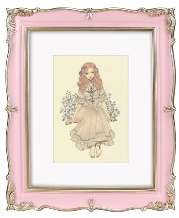 PHAREGE Vintage Picture Frame 8x10 Pink Gold, 8 by 10 Ornate Decorative Antique Frame with Mat for 5x7 Photo, Fancy Matted Frame for Desktop or Wall, Horizontal or Vertical