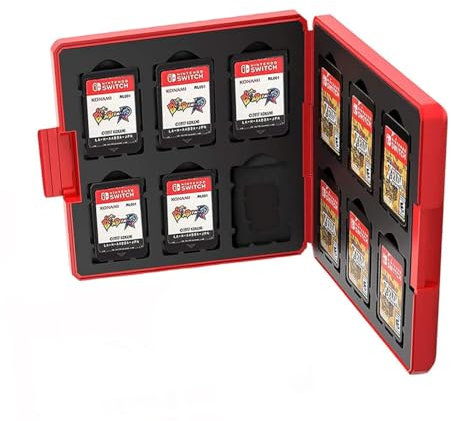 CENPEK Game Card Case for Nintende Switch Magnetic Storage Box with 12 Card Slots for Switch Lite NS NX - Red Mushroom