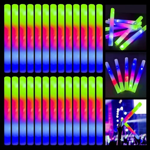 Dnoyevvs 102 Unidades Palos de Espuma Led, Palos Led, Barra Luz Varita Luminosa, 3 Modos, Bastones Luminosos multicolor, Juego de luces para Fiestas, Bodas, Celebraciones