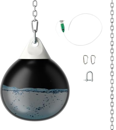 KOMFOTTEU Saco de Boxeo de Agua 55 cm, Bolsa de Boxeo Rellenable con Agua de 80 kg, Saco de Entrenamiento con Manguera y Cadena de Metal Ajustable, Punching Ball para Adultos y Jóvenes