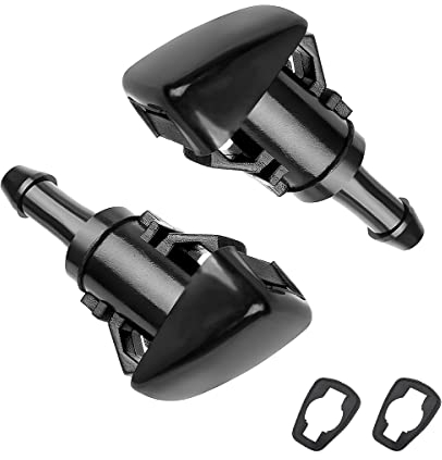 Adunsiaoto 2 Stück Scheibenwaschdüse Universelle Wischersprühdüsen, Schwarz Kunststoff Scheiben Wasch Düse Auto Scheibenwaschdüse, Front Scheibenwischer Spritzdüse