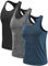 Ymmchy Herren Sport Tank Top Ärmelloser Muskelshirt Gym Tanktop Fitness Quick Dry Achselshirt Training Unterhemd 3er Pack Schwarz/Grau/Dunkelblau XXL