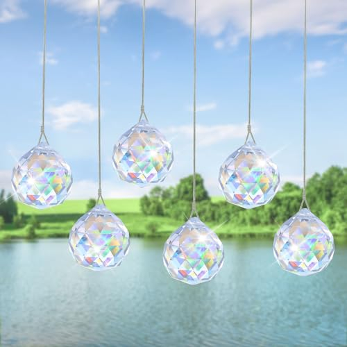 Kristalle zum Aufhängen, 6 Stück Prisma, 30mm Sonnenfänger, Suncatcher für Kronleuchter Anhänger, Fenster Ornament Handwerk Deko