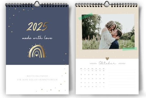 Fotokalender 2025 zum Selbstgestalten I [Blattgold] I Bastelkalender 2025 A4 I Wandkalender I Kalender als Monatskalender Januar bis Dezember mit Goldakzenten, für Zuhause oder Büro…