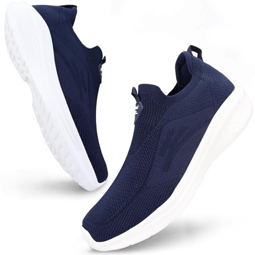 Giniros Zapatillas Slip On Running Hombre Zapatos Deporte Correr Jogging Caminar Bambas Deportivas Hombre Casual Gimnasio Fitness Gym Atlético Trekking Tenis Transpirables Sneakers, Azul Oscuro 42EU