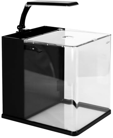 Aqpet Acquario in Vetro per Pesci Tropicali Dolce e Marino Completo di Filtro Illuminazione Led e materiali Filtranti, 19 Litri, 25x27x27 cm