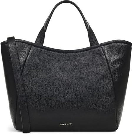 RADLEY London Muswell Lane Medium Ziptop Top Handle Bag for Women, in Black Grained Leather