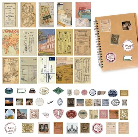 60 fogli adesivi decorativi – Scrapbook Journal Sticker, adesivi multiuso – Scrapbook – Adesivi | 60 pezzi estetici scrapbooking – Colori vivaci per carte di credito