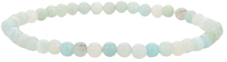 Bracciale artigianale con perle da 4mm – Perle di pietra naturale per yoga, mala e stile boho – Bracciale elastico per donna e uomo (Amazzonite)