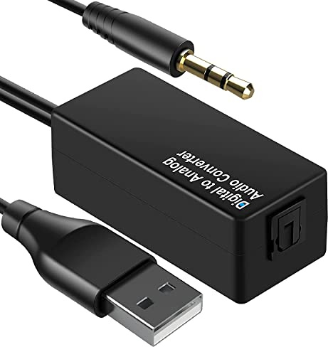 Jolsaawie 192 KHz digital till analog ljudomvandlare, digital optisk Toslink till analog 3,5 mm uttag ljudkabel adapter