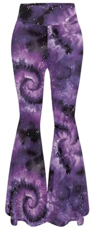 Havibep Galaxy Tie Dye Women's Flared Yoga Pants Novelty Casual Bootcut Leggings XL