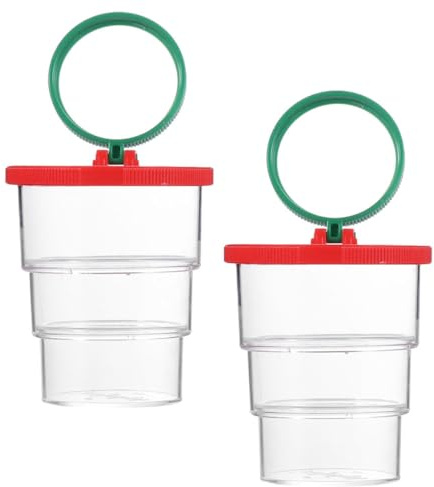 minkissy Caja de Visualización de Insectos Roja 2 Piezas, Estuche Plegable Lupa Transparente para Exploración al Aire Libre, Kit Científico Educativo Actividades Escolares y Campamentos