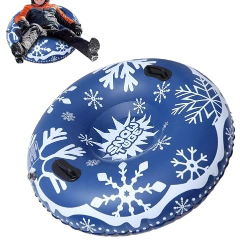 Aufblasbarer Schlitten, 110x33cm Snow Tube Schlitten mit Griffen, Dicker SchwererSchlitten für Kinder Erwachsene, Kippschutz und Luftdichtigkeit, Winter im Freien Schnee Ski Schlittending