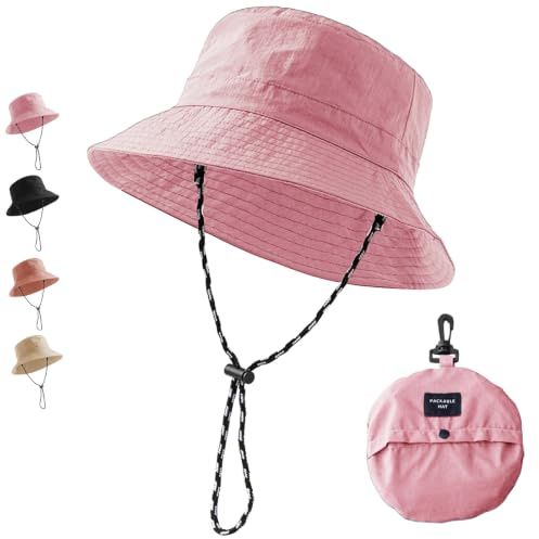 CWENDANER Sombrero de pescador para hombre y mujer, impermeable, plegable, protección UV UPF 50+, sombrero de lluvia con correa para la barbilla, sombrero plegable para senderismo, pesca, playa y