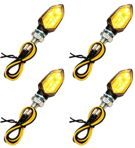 Solisara 4 Stycken LED-blinkers för Motorcykel 12V, Mini LED-blinkers | Motorcykel E-Mark Godkänt Vattentätt IP65 5 LED Hög Ljusstyrka Universal LED-blinkers för Motorcykel Skoter Quad Off-Road