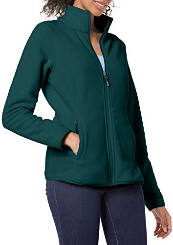 Amazon Essentials Women's Classic-fit Long-Sleeved Full Zip Polar Soft Fleece Jacket (Available in Plus Size), Dark Green Heather, M