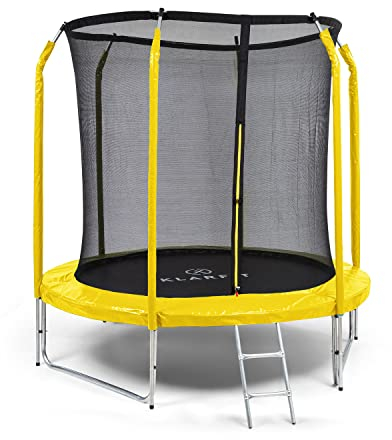 Klarfit Jumpstarter Kids Trampoline, Outdoor 8ft Trampoline with Enclosure, Safety Net, Ladder, and UV-Resistant Jumping Mat, Exercise Trampolines, Kids Outdoor Toys, Garden Toys Play Equipment, 250cm