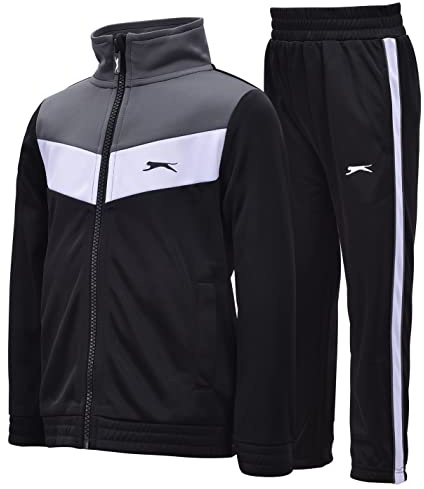 Slazenger Kids Tracksuit Infant Black/Charcoal/White 6-7 Yrs