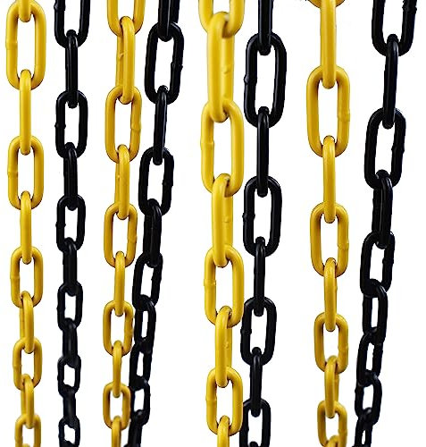 Metal Barrier Chain – Two-Tone Black/Yellow – Warning Chain 5 Metres Barrier 4 mm 2 Carabiners – Robust Stable – Garage Access Parking Barrier Used