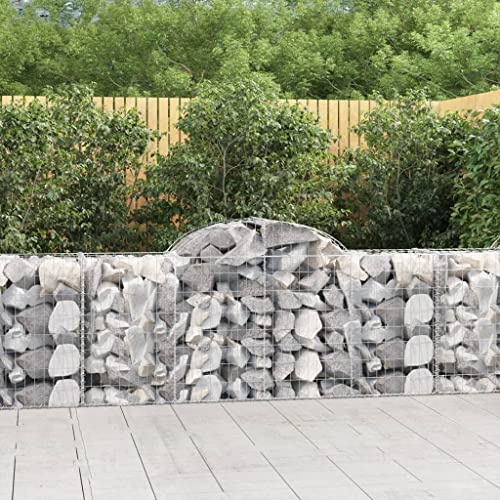 YAFF Arched Gabion Baskets 3 pcs 78.7x19.7x31.5/39.4 Galvanized Iron