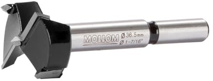 MOLLOM 1-7/16 (36.5mm) Forstner Drill Bit for Precise Woodworking with Durable YG8 Carbide Thickness of 2.0mm,This Hinge Cutter Tool is Ideal for Hard Wood, Plastic, Plywood