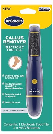 Dr. Scholl's Callus Remover Electronic Foot File, Electric Hard Skin Removal for Feet, Effortless Soft Smooth Skin in Minutes, Perfect for Travel, for Women & Men, AAA Batteries Included