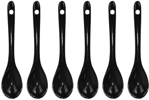 Yuauy Lot de 6 cuillères à œufs en porcelaine 11,9 cm pour café, dessert, yaourt, thé, thé au lait, noir