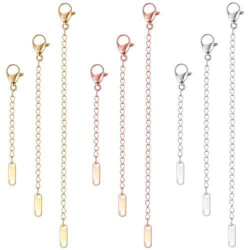 9 Stück Kettenverlängerung Gold Verlängerungen Für Halsketten Verlänger Schmuck Verlängerungen für Halsketten Armband Verlängerung Ketten Verlänger Edelstahl Kettenverlängerung für Damen Halsketten
