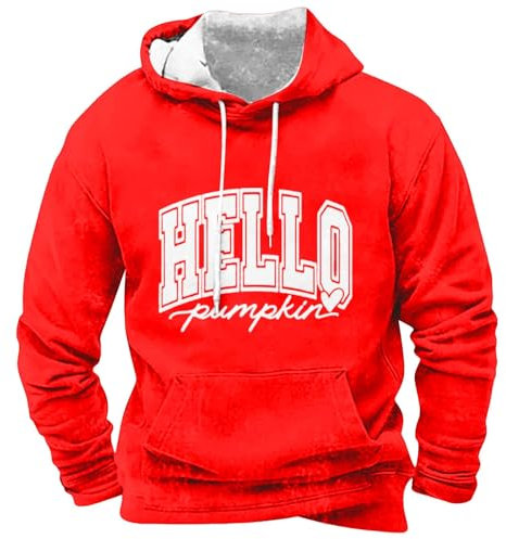 Orange Jumper Tracksuits For Men Wind Birthday New Men's Fall Long Sleeve Sweatshirt 3D Printed Sweatshirt Top Outdoor Sweatshirt Shirt Men Winter Jackets (Red, XXXL)