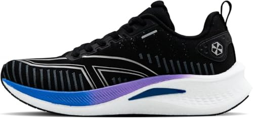 Hundred Sprint Pace Zapatos Versátiles | Carrera, Caminata en Gimnasio y Trote |Confort de Amortiguación D-Soft |Parte Superior HyperKnit |Tecnología Fusion |Negro/Azul/Violeta|8 UK / 9 US / 42 EU