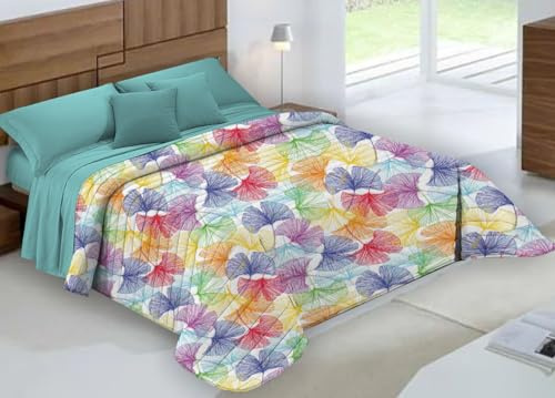 BIANCHERIAWEB Quilt Trapuntino Piumino Estivo 100gr/mq Microfibra Diadema Ginko Matrimoniale Multicolor D5