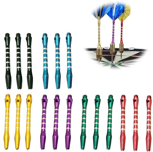 Hsyadazi 18 Varillas de Dardos de Aluminio (4.5mm) - Roscado Universal 2BA para Dardos Acero/Soft - Accesorios Profesionales Ligeros y Estables