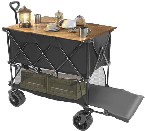 Vikbar rullvagn 400 l 150 kg dubbeldäckare 400 l handvagn justerbar skoter vikbar och bärbar vagn terränggående för camping shopping strand