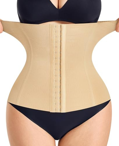Junlan Women Waist Trainer Corset Shapewear Tummy Control Body Shaper Slimming Girdles Underwear (Beige, M)