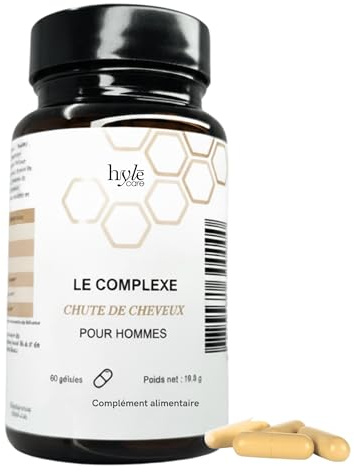 Hyle Care Complexe Chute Cheveux Hommes – Biotine Saw Palmetto – 6 Actifs Ciblés – Cure 1 Mois – 60 Gélules