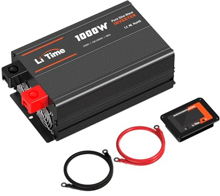 LiTime 1000Watt Pure Sine Wave Inverter 12V DC to 120V AC Converter for RV, Truck, Off-Grid Solar Car Power Inverter with 3 AC Outlets, 5V 2.4A USB, Type-C Port, Remote Controller, 2000W Peak