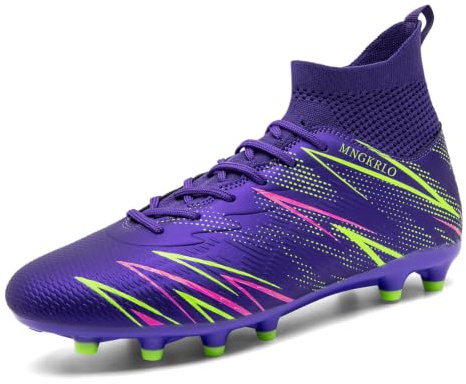 LAZAZAFI Men's Football Boots High Tops Cleats Soccer Shoes | Astro Turf Trainers, Professional Athletics Sneakers, AG/FG studs, Teenager Competition Sport Futsal Shoes