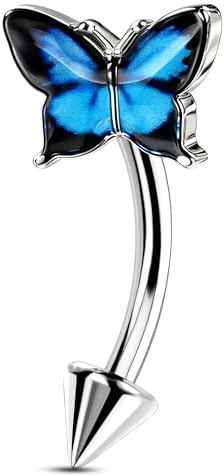 OUFER Body Piercing 16G Rook Eyebrow Piercing Bar 316L Surgical Steel | Curved Barbell Rook Piercing Jewellery Hypoallergenic Butterfly Multipurpose Eyebrow Bar for Lip Daith Rook Helix Women Men