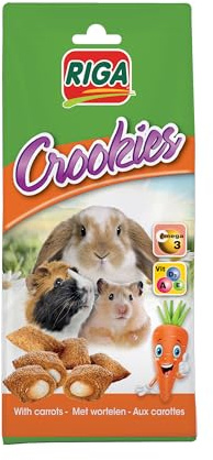 Riga - Carrot Crookies - Crispy Cookies for Dwarf Rabbits, Guinea Pigs and Small Rodents - Rich in Vitamins and Omega 3-50g