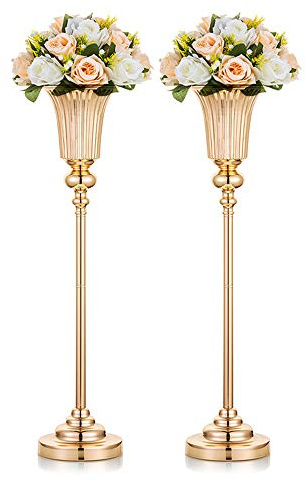 2 Piezas 67.8cm de Altura, Jarrón de Centro de Mesa de Metal, Jarrón de Trompeta Metal, Guía de Carretera para el Evento de la Cena de la Fiesta de Bodas, Fiesta de Aniversario, Decoración del Hogar