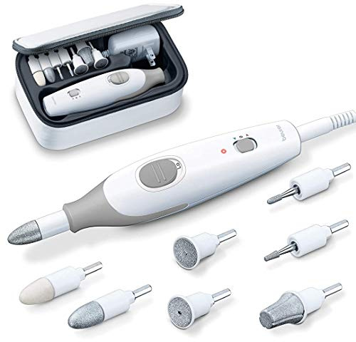 Beurer MP32 Electric Nail Drill with 7 Attachments, Manicure/Pedicure Set with 2-Speed Levels & Dual Rotation for Salon-Quality Nail Care at Home, Including Storage Case